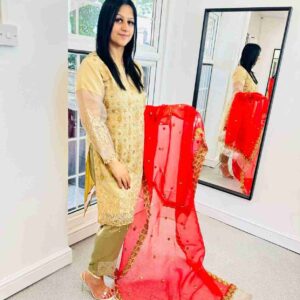 Full Heavy Mustard Embroidered Suit