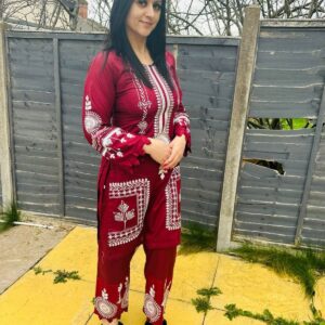 RED 2 Piece Heavy Embroidered