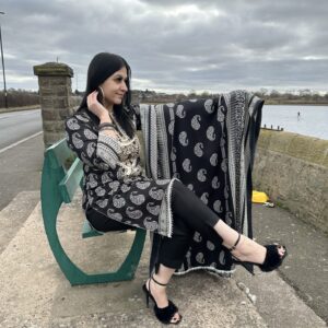 Black Suit With Wool Shawl