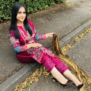 Purple Sequin Lawn Suit