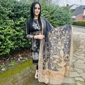 MARIA B INSPIRED BLACK EMBROIDERED 3 PIECE