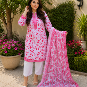 Pretty Pink With Light Salwar Lawn Dupatta for Womenswear Asian Style