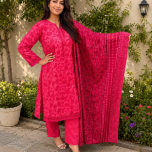 Deep Pink Salwar Kameez Lawn Dupatta for Womenswear Asian Style Comfortable and Stylish