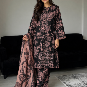 Elegant Floral Black Salwar Kameez for Womenswear - Casual Style with Intricate Floral Design