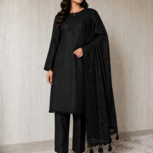 Midnight Grace – Premium 3 Piece Embroidered Suit ✨
