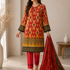 Sunset Ikat 3-Piece Lawn Suit