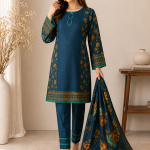Teal Garden 3-Piece Lawn Suit