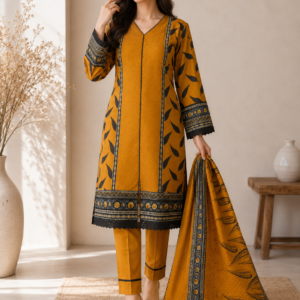 Mustard Bloom 3-Piece Lawn Suit